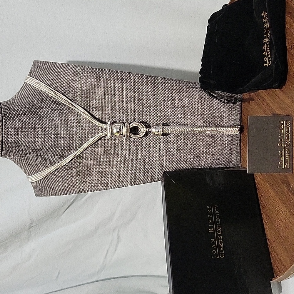 Joan Rivers Polished Tassel Silver Tone Necklace NWT